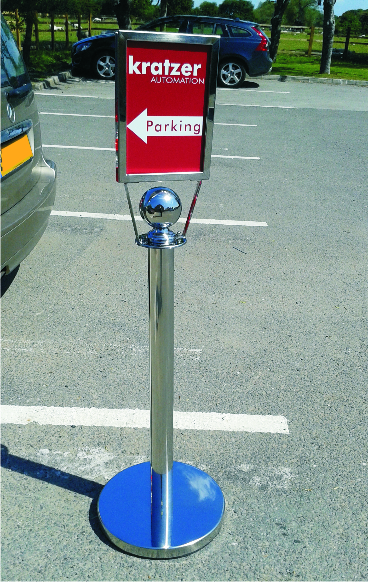 Freestanding chrome parking sign