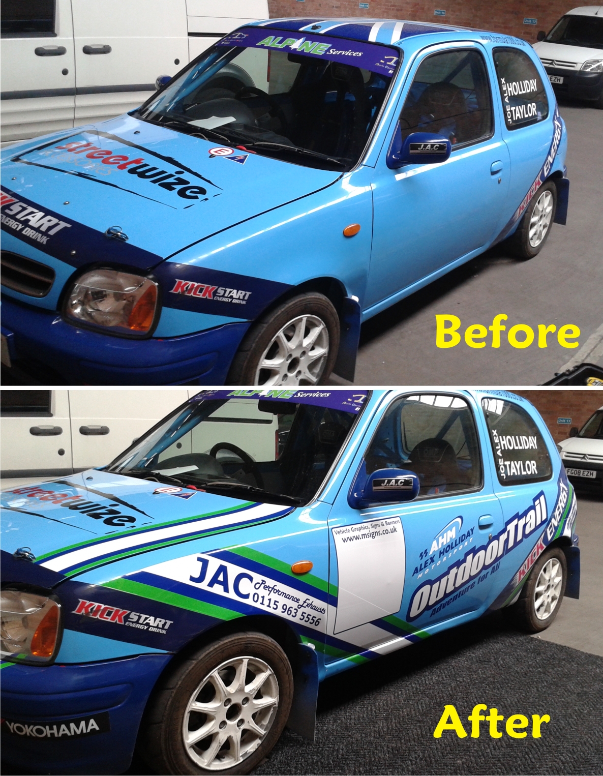 Rally car graphics by M Signs Nottingham