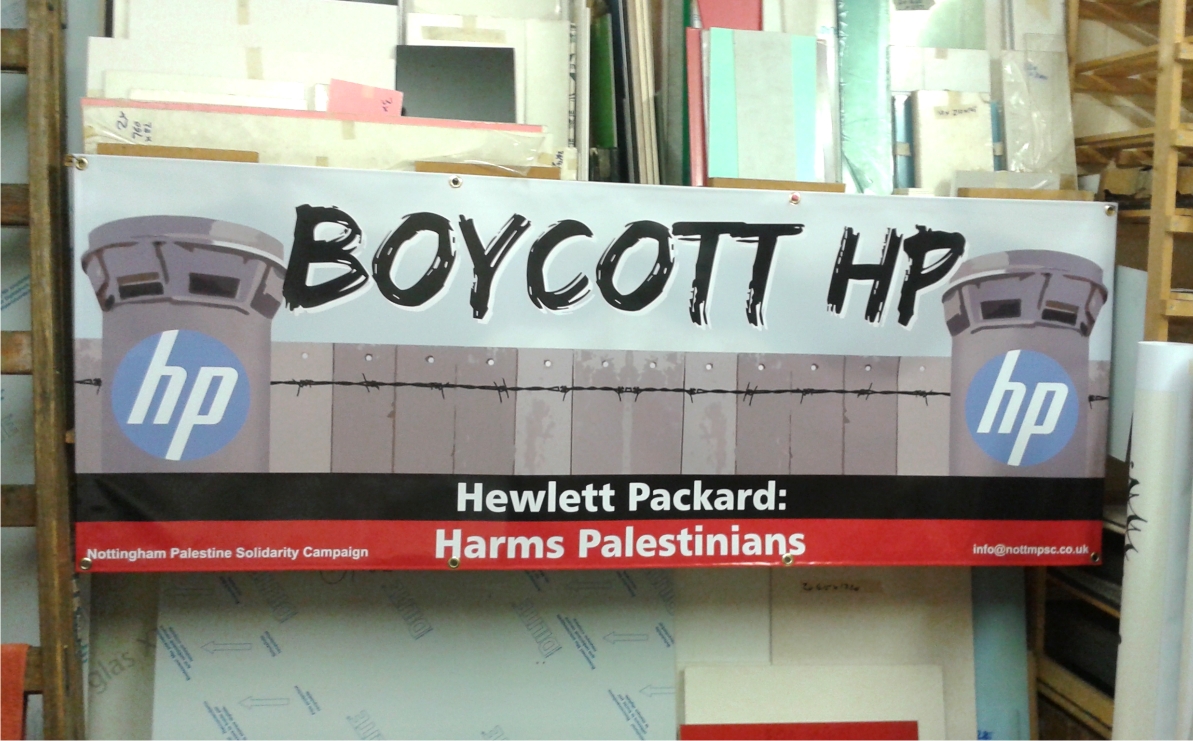 Boycott HP digitally printed banner